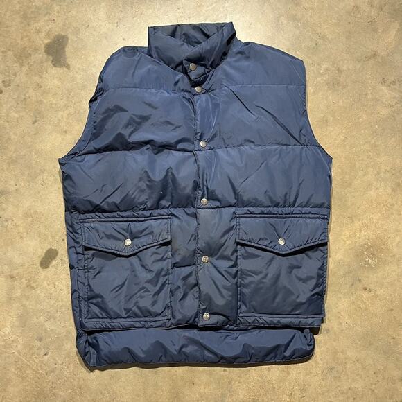 Vintage 80s Manor House Navy Goose Down Puffer Vest - Picture 1 of 4